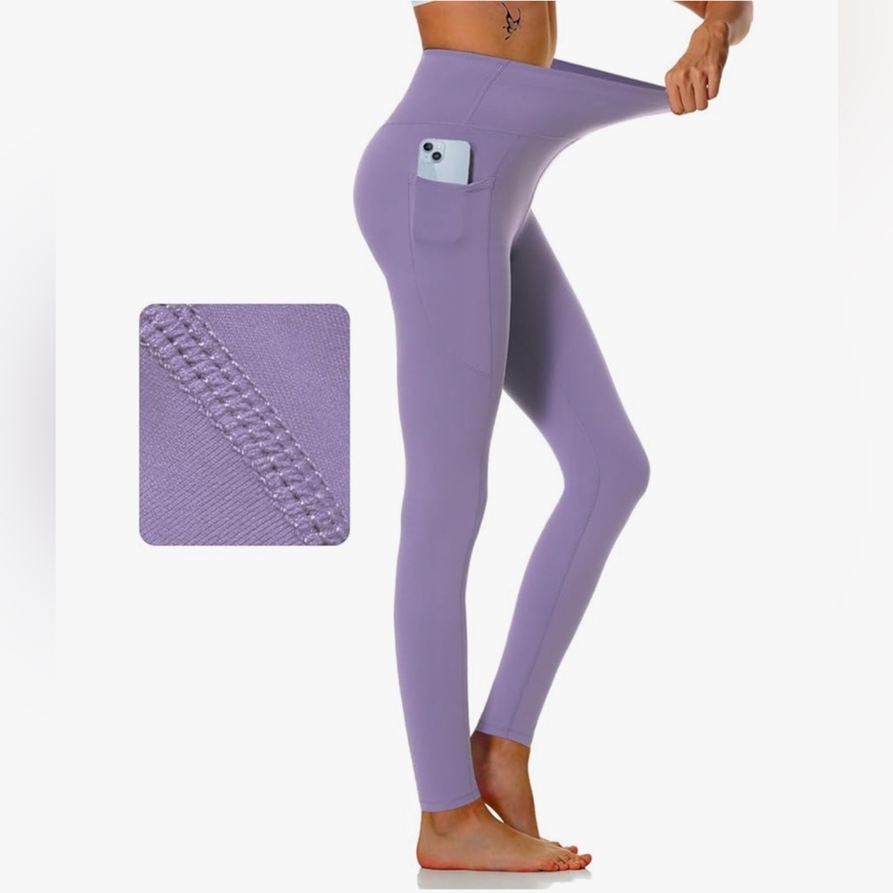 Woman’s Lilac High-Rise Gusseted Activewear Leggings with Side PocketsSmall NWT